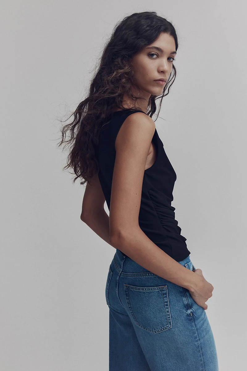 Draped Jersey Sleeveless Top