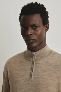 Regular-Fit Half-Zip Merino Wool Sweater