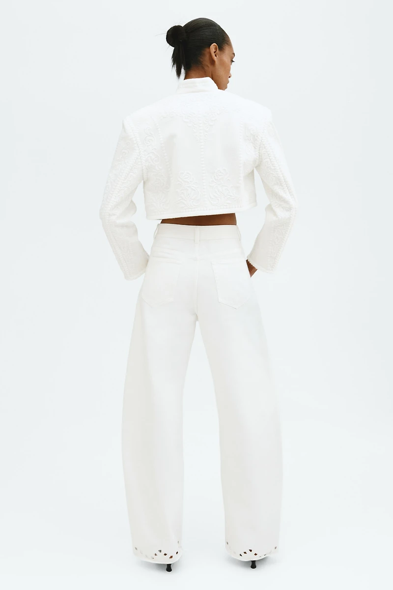 Eyelet-Embroidered Jeans