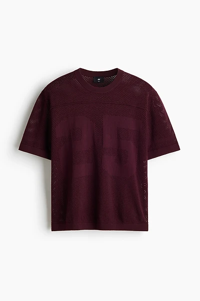 Boxy Relaxed-Fit Open-Knit T-Shirt