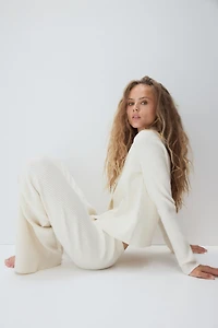 Rib-Knit Cardigan with Collar