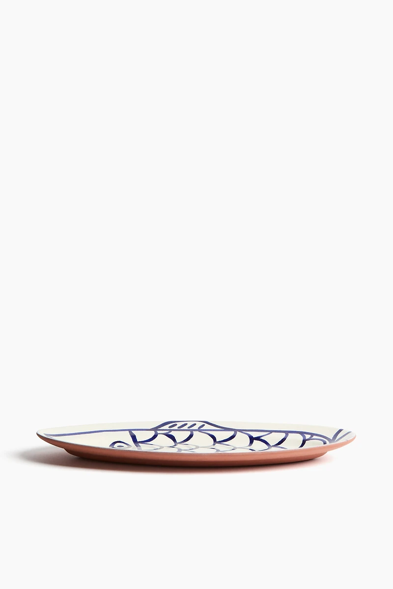 Hand-Painted Terracotta Serving Plate