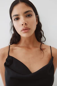 Tie-detail satin slip dress
