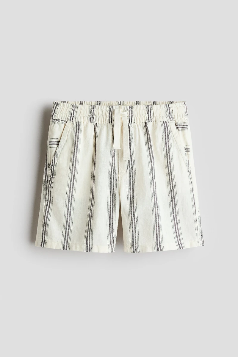 Linen-Blend Drawstring Shorts