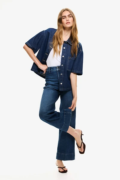 Jean large taille haute