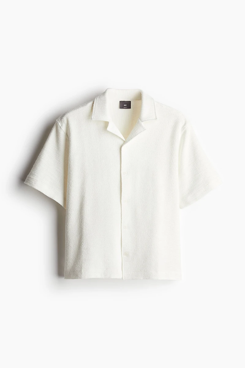 Chemise texturée Coupe Flottante avec col cubain