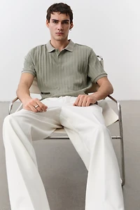 Slim-Fit Textured Jersey Polo Shirt