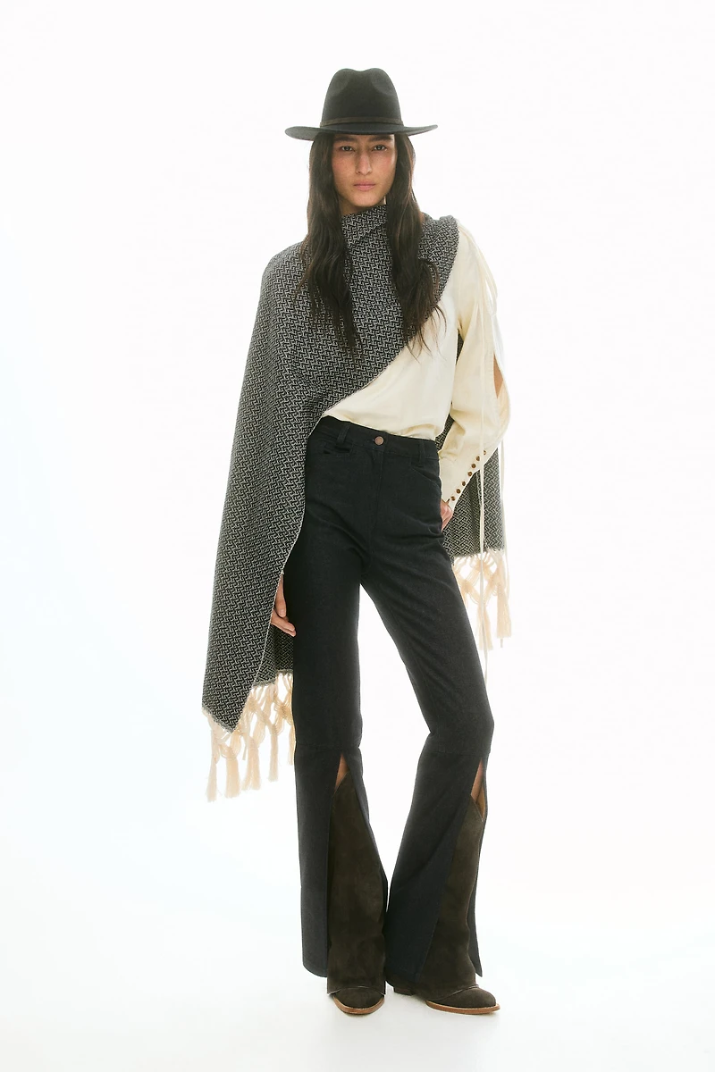 Flared Slit-Front Jeans