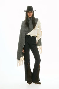 Flared Slit-Front Jeans