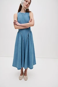 Open-Back Denim Dress