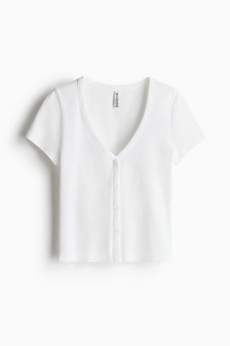 T-shirt côtelé avec boutons