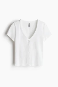 T-shirt côtelé avec boutons