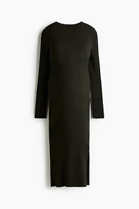 MAMA Rib-Knit Mock Turtleneck Dress