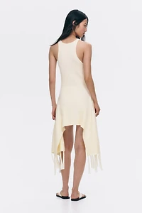 Fringed Rib-Knit Dress
