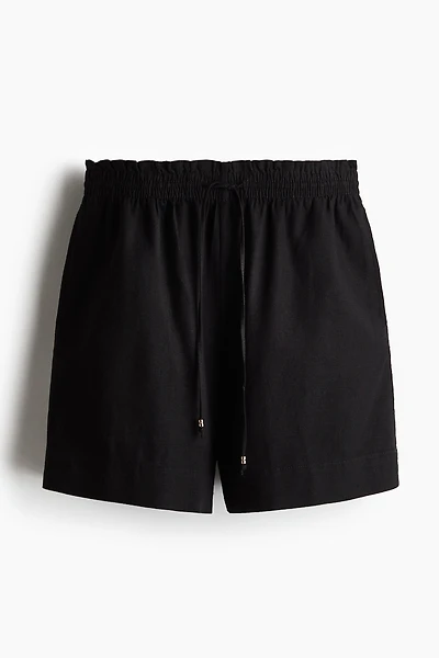 Linen-Blend Drawstring Shorts