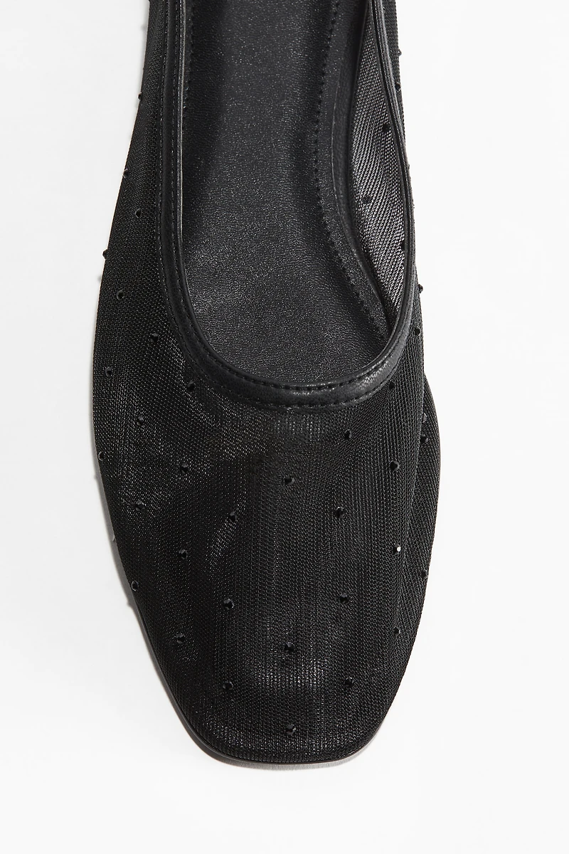 Rhinestone-Embellished Ballet Flats