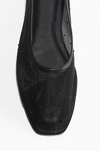 Rhinestone-Embellished Ballet Flats