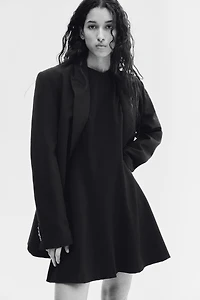 Flared-Skirt Twill Dress