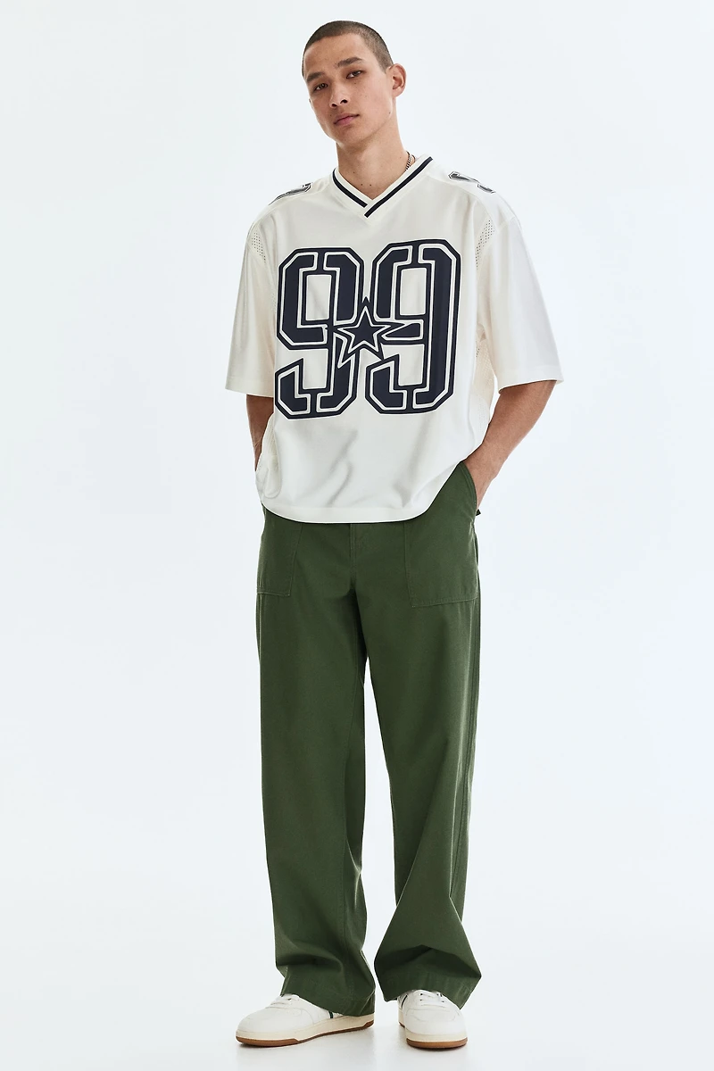 Loose-Fit Printed Mesh T-Shirt