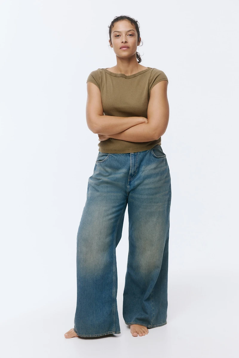 Rib-Knit Boat-Neck Top