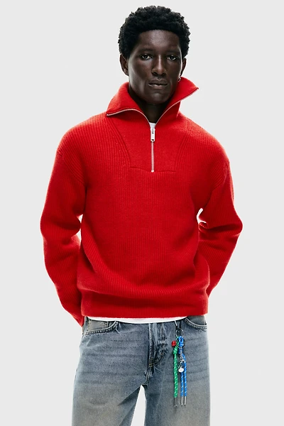 Loose-Fit Half-Zip Sweater