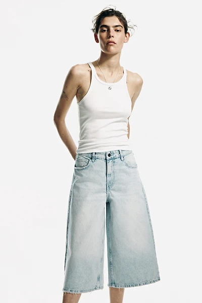 Wide-Leg Regular-Waist Culotte Jeans