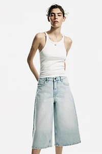Wide-Leg Regular-Waist Culotte Jeans