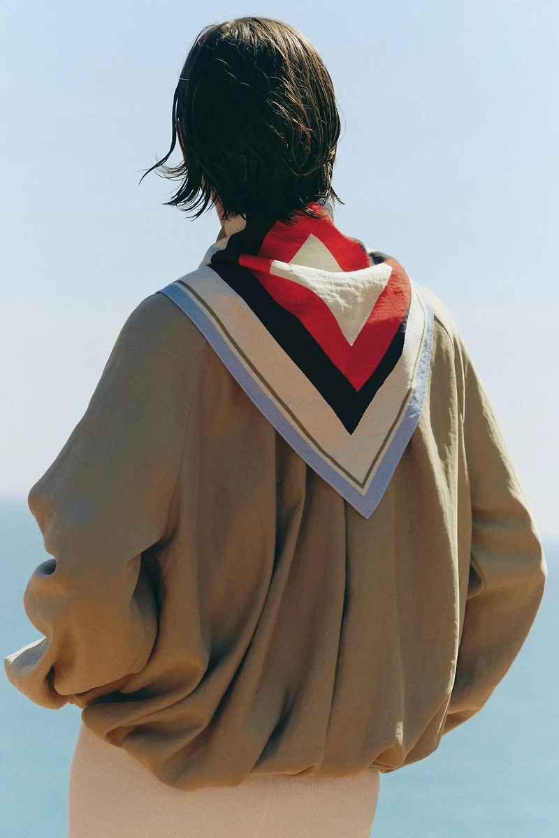 Bubble-Hem Jacket with Scarf