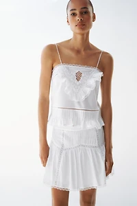 Lace-Trimmed Cotton Skirt