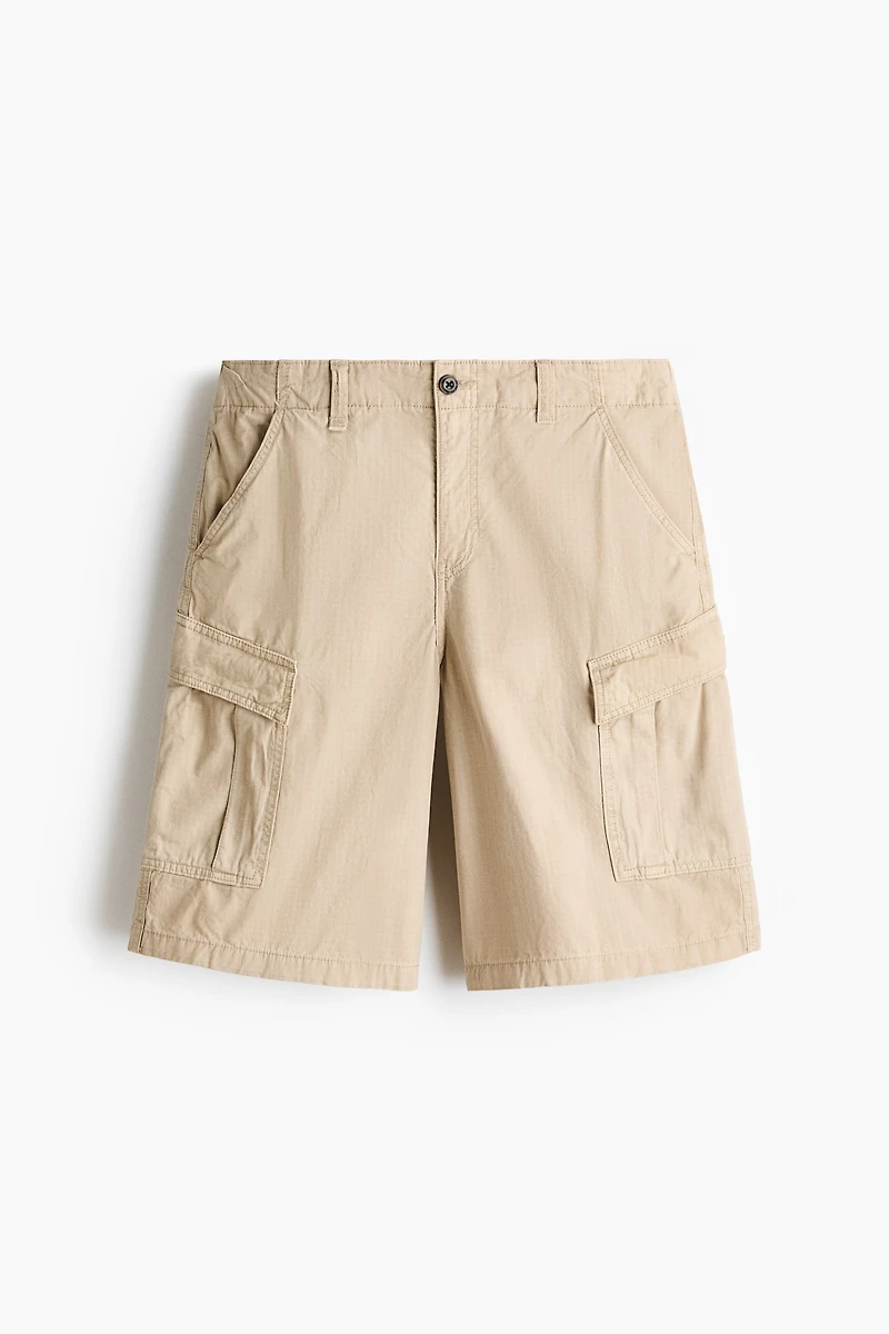 Loose-Fit Cotton Cargo Shorts