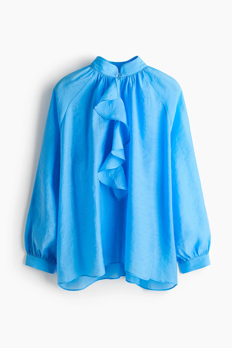 Blouse à volant en lyocell mélangé