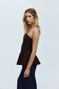 Bead-Embellished Bandeau Top