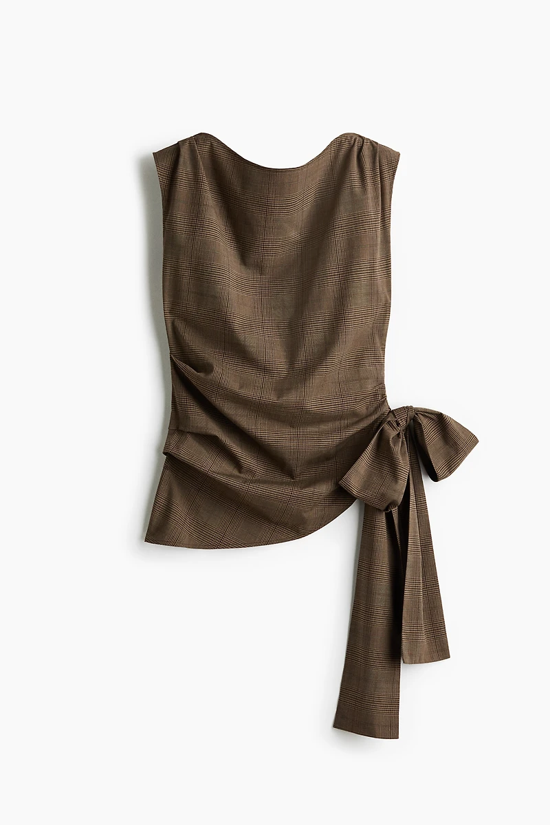 Tie-Detail Boat-Neck Top