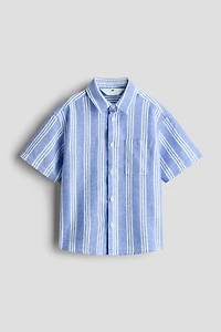 Short-Sleeved Linen-Blend Shirt