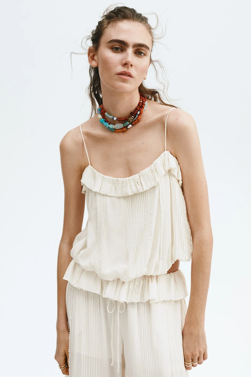 Bubble-Hem Strappy Top