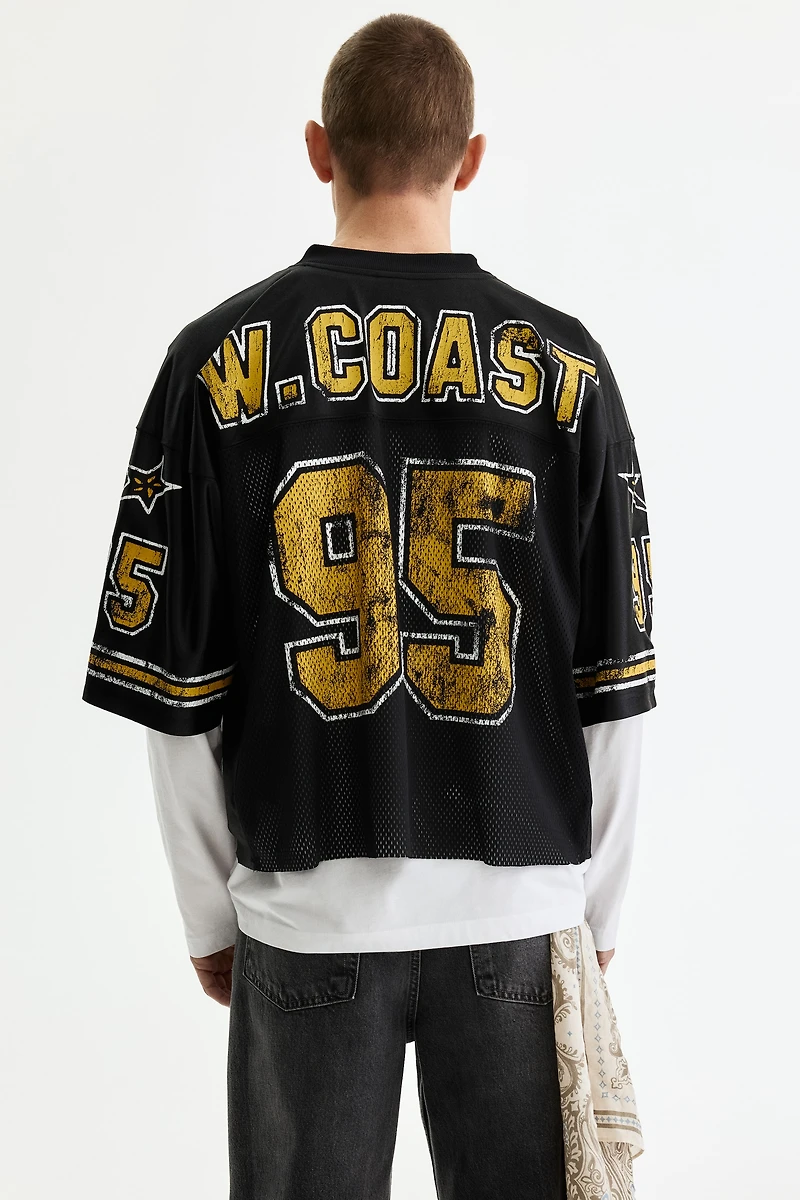 Oversized Printed Mesh T-Shirt