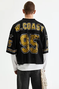 Oversized Printed Mesh T-Shirt