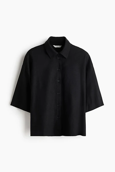 Oversized Linen-Blend Shirt
