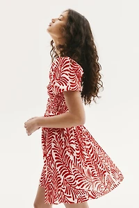 Smocked-Bodice Crinkled Dress
