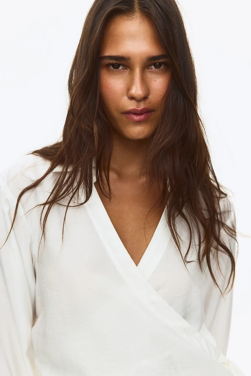 Chemise croisée en viscose mélangée