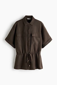 Drawstring-Detail Twill Top