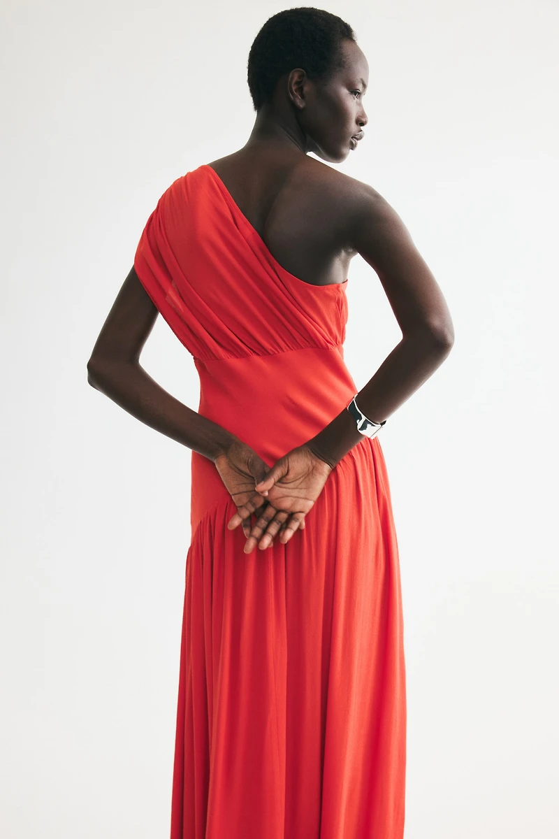 Draped One-Shoulder Dress