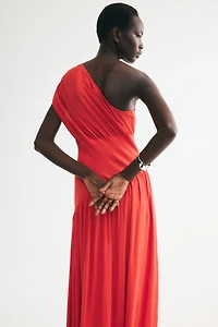 Draped One-Shoulder Dress