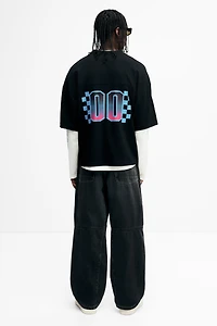 T-shirt ample en filet imprimé