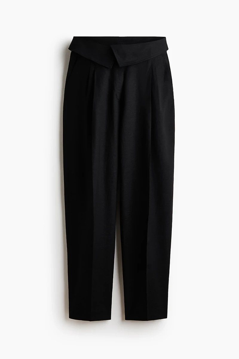 Pantalon en lin mélangé avec ceinture repliée