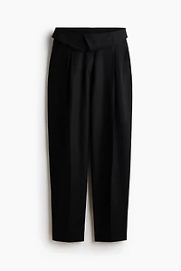 Pantalon en lin mélangé avec ceinture repliée
