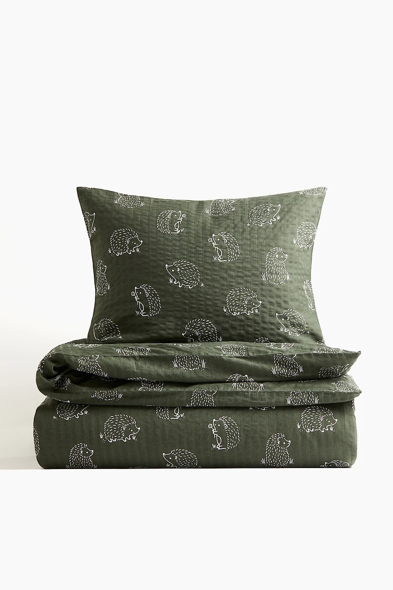 Patterned Seersucker Duvet Cover Set