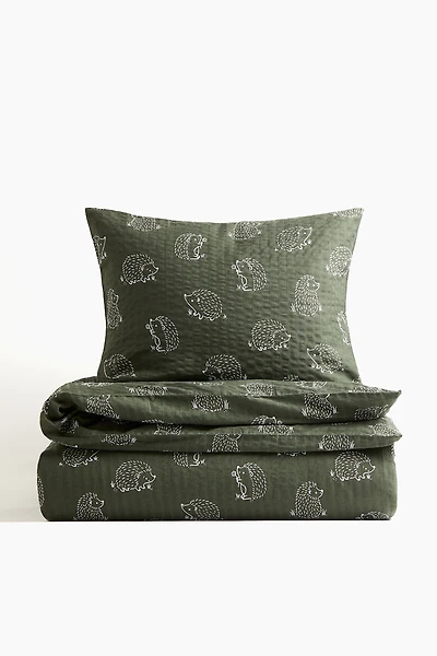 Patterned Seersucker Duvet Cover Set
