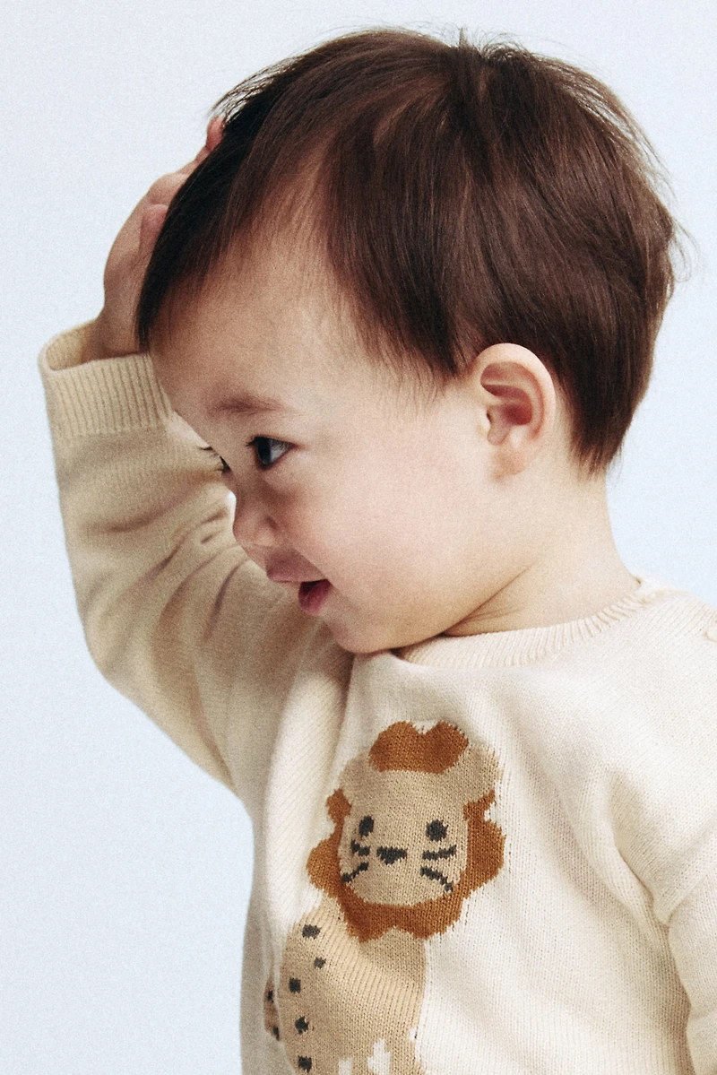 Jacquard-Knit Cotton Sweater