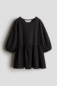 Textured Balloon-Sleeved Dress
